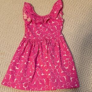 MAHI GOLD Hot Pink Ruffle Neck Printed Dress